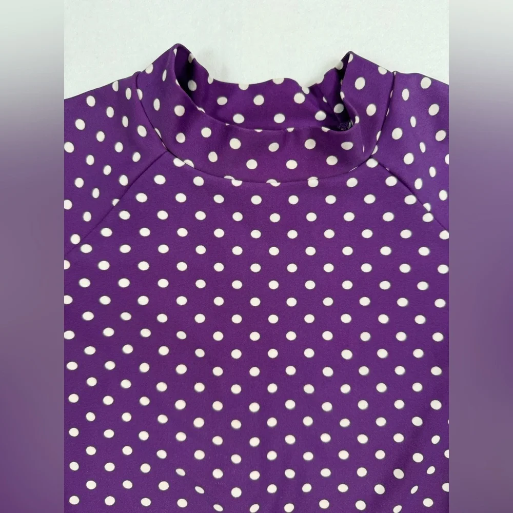 RUFFLE BUTTS Toddler Girl's Purple‎ Polka Dot Ruffle Rash Guard Swimwear Size 2T